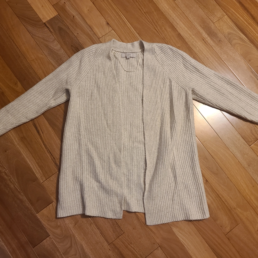 LOFT Cream Cardigan Sweater cozy Knit